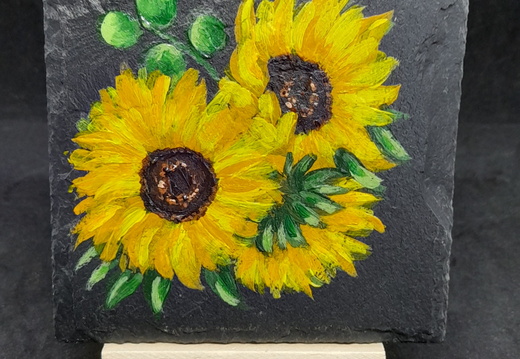 Sunflower slate coaster